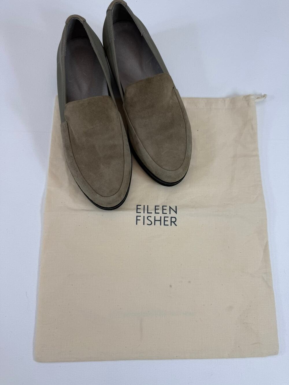 Eileen Fisher Dell Suede Mesh Loafers Taupe Womens Size 7.5 Comfort Shoes
